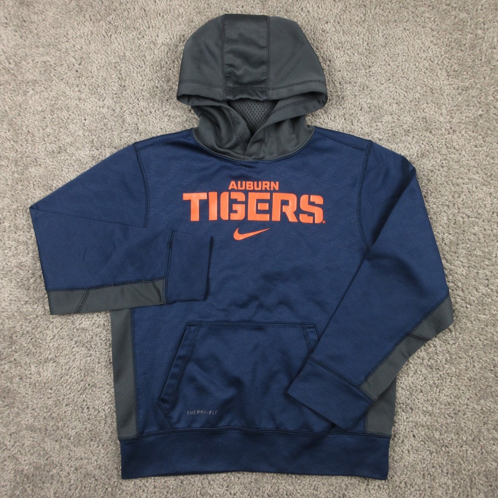Auburn Tigers Sweater Boys Medium Navy Blue Nike Hoodie Sweatshirt Thermafit